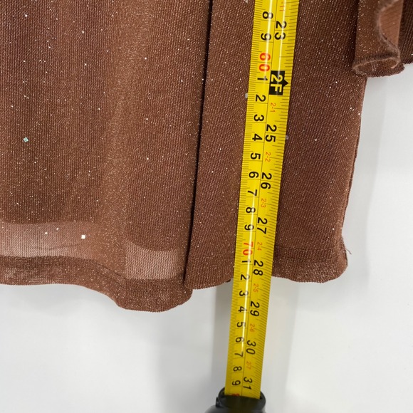 Chocolate Brown Sparkle Top Bell Sleeve Size L Fairy Grunge Date Night Going Out - Picture 14 of 17